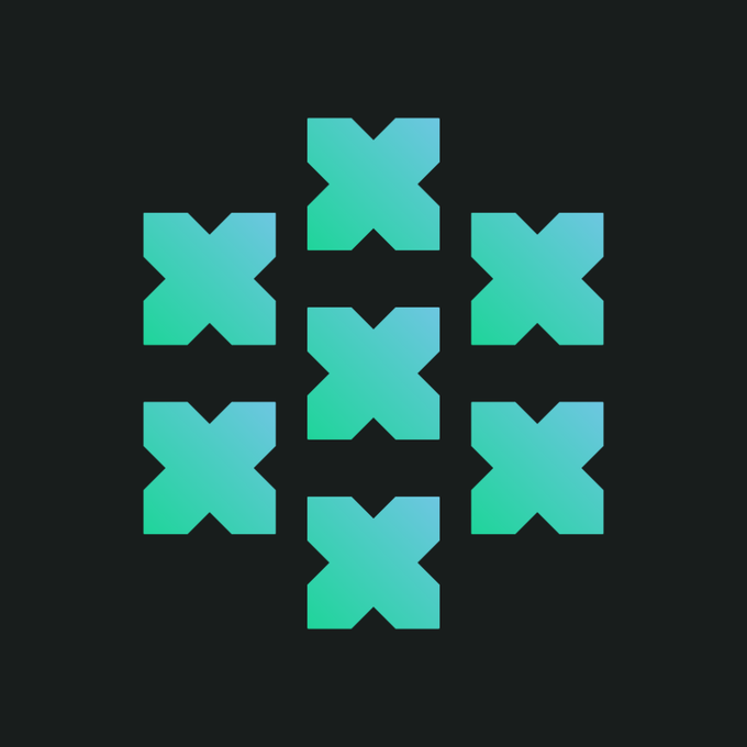 The image features a logo with nine small squares, each containing an x symbol. These squares are arranged in a 3x3 grid against a black background. The text "xStocks Chainlink" is written below this logo, indicating that the company behind the design is XStocks Chainlink.