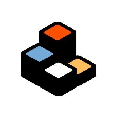 An isometric logo shows four glossy cube-like blocks in a cluster, with orange, blue, white, and gold top faces on black sides. The stylized block motif resembles a modular platform or interconnected building blocks, aligning with the news that Catalyst has launched an AI trading platform after a $30 million seed round led by Sequoia; no text is visible in the image itself.