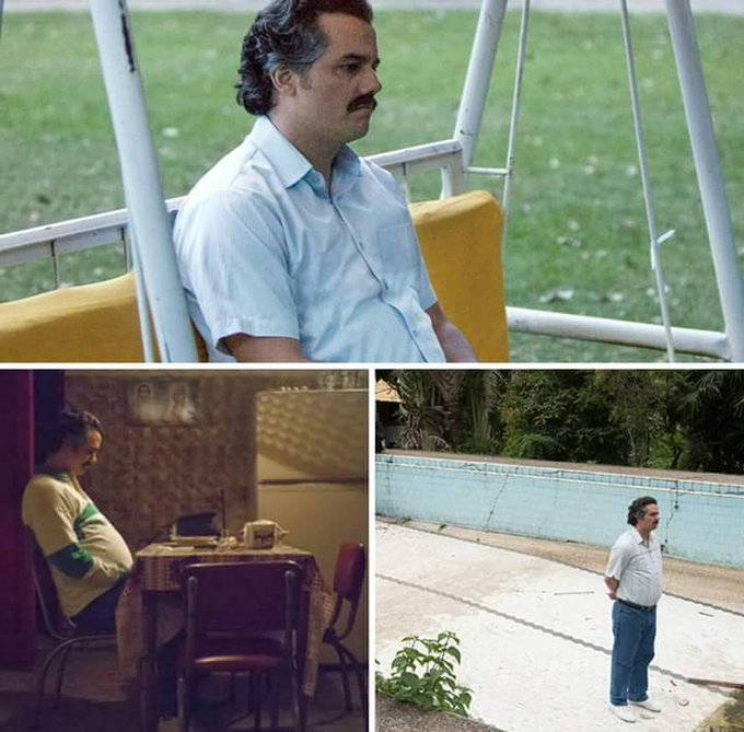 The image shows three scenes of a mustached, heavyset man in a light blue shirt sitting alone at a stadium, sitting at a dimly lit table in a sparse room, and standing by an empty pool. The caption humorously illustrates a hacker's frustration after searching a house and finding no crypto seed phrase anywhere, emphasizing exhaustive searching across various indoor and outdoor locations.