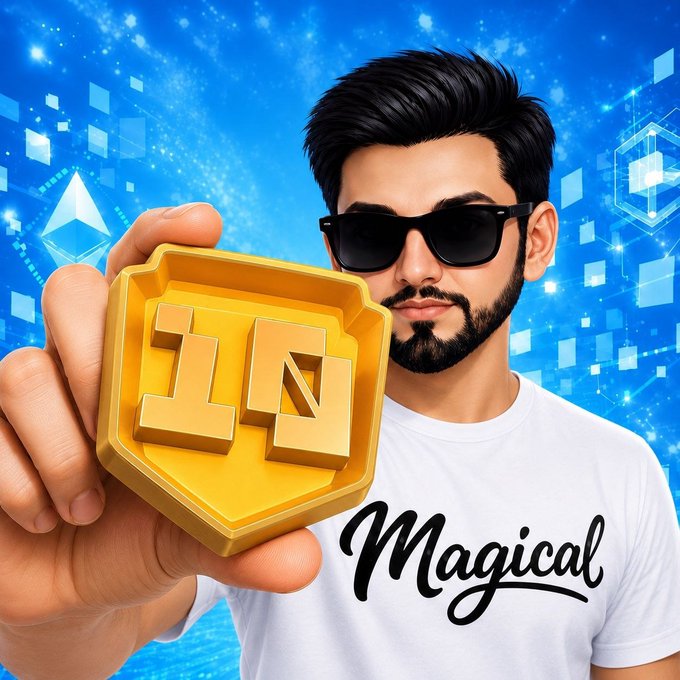 The image features a man wearing sunglasses, holding up a golden badge with the number 10 on it. The background of the image has blue and white elements, which could be part of an advertisement or promotional material for a gaming event. The text "It's time to claim your @soneium Score Season 10 Badge! Minting is now live on opensea.io/collection/son" suggests that the man might have won a badge in a game and wants to share his achievement with others by displaying it prominently.