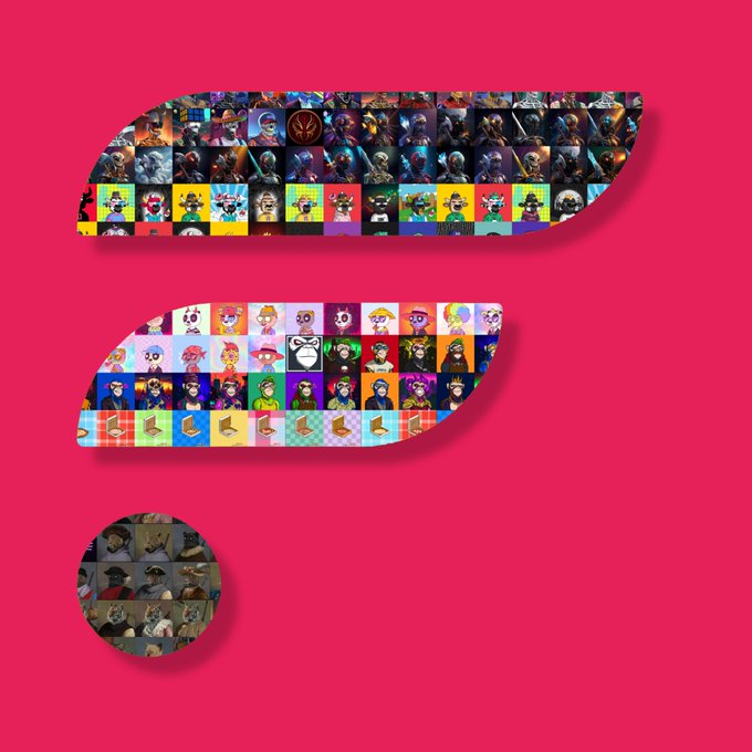 The Supreme (streetwear brand) logo composed of a collage of various NFT profile pictures on a red background.