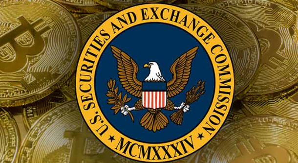 The image features the U.S. Securities and Exchange Commission (SEC) seal, dated MCMXXXIV (1934), overlaid on a background of gold Bitcoin coins, symbolizing the SEC's involvement in regulating tokenized securities and cryptocurrency markets. This visual ties directly to the post's discussion of the SEC's initiatives to enable tokenized securities and 24/7 onchain stock trading.