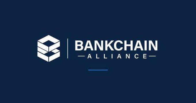 A logo graphic on a dark blue background displays a hexagonal icon alongside the text 'BANKCHAIN ALLIANCE'.