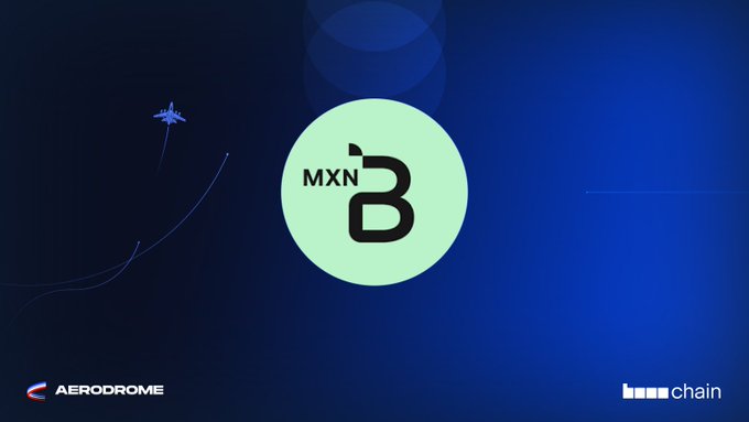 The image features a logo for an online marketplace called "Aeroomechanics" with a blue background and white text. The main element of the logo is a circle containing the letters "MXNB". Below this, there are two arrows pointing in opposite directions, symbolizing the movement or direction of the market. The arrows also contain the words "Take to the skies", which suggests that the marketplace encourages users to share their knowledge and expertise through online discussions. Additionally, there's text below the logo stating "The MXNB - $USDC pool on Aerodrome is now eligible to receive AERO emissions." This implies that the market is promoting the use of sustainable practices by encouraging users to contribute to a greener environment.