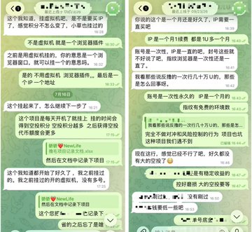 A collage of two WhatsApp chat screenshots in Chinese discussing virtual machines, IP addresses, and browser fingerprinting, likely for affiliate or marketing purposes.