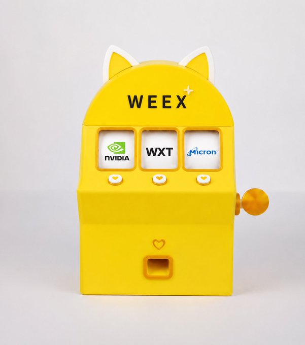 The image features a yellow machine with three slot machines, each displaying different logos for companies such as Nintendo, Gio, and NVDIA. The machine has a cute cat design on its front, adding a playful touch to the overall appearance. The text "WXT" is visible in the image, which could be related to the game or the company associated with it.
