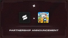 Dark partnership announcement graphic featuring two square logos separated by an 'x', with 'PARTNERSHIP ANNOUNCEMENT' text at the bottom.