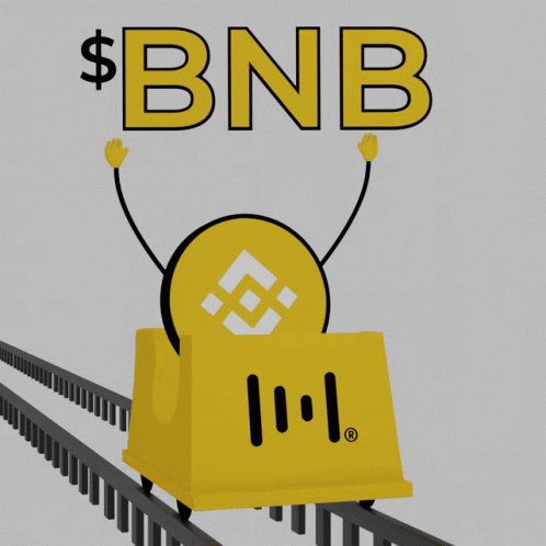 The image features a cartoon character, likely a robot or a machine, riding a yellow train that has "BNB" written on it. The text "Cz token Takes off signs #bitcoin" is also present in the image. This suggests that there might be some connection between the BNB token and Bitcoin, possibly indicating an event or promotion related to these digital assets.