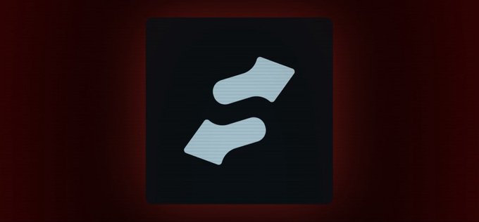 A stylized logo featuring two interlocking light blue wavy shapes resembling a double "S" or infinity symbol is centered on a dark square panel against a deep red background. The abstract design visually represents the linked identity between $KNOTS and $STONK, reinforcing the post's message that the two tokens are conceptually intertwined.