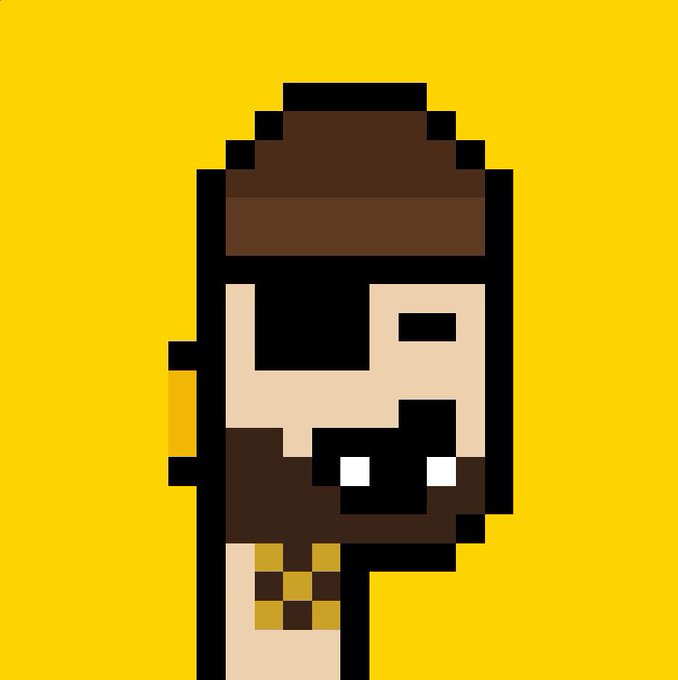 A pixel art character with brown hair, a black eye patch, and a checkered yellow and brown outfit stands against a bright yellow background, visually representing the post's theme of resilience, persistence, and embracing the journey of rebuilding after setbacks like financial losses.