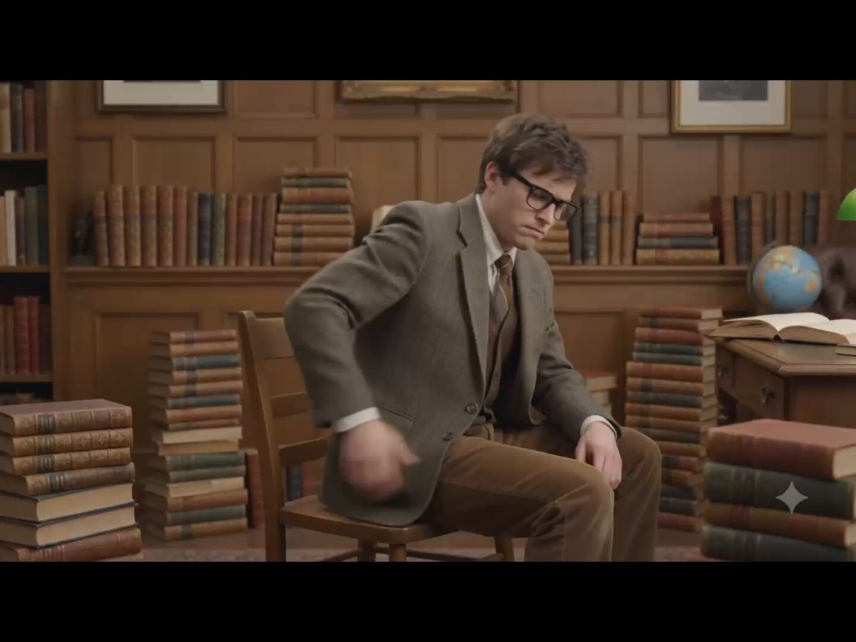 The image features a man sitting at a desk surrounded by numerous books, with a globe nearby. The man appears to be wearing glasses and has a serious expression as he sits down. In the background, there are several stacks of books on a shelf or table, indicating that this is likely a library setting. The post announces four winners from the @Ronin_Network, congratulating them for their achievements in the @Tailbone Philosopher Trophy.