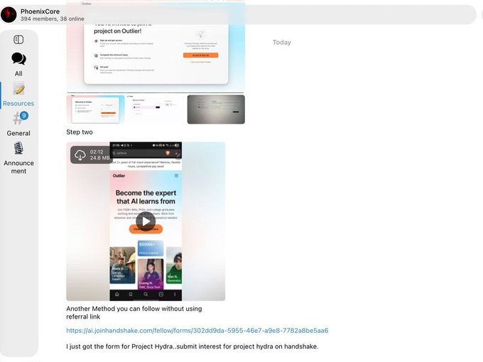 The image shows a screenshot of an online platform, possibly related to a website or resource channel like Phoenix core. On the screen, there are two tabs open - one with a picture (likely showcasing a method) and another tab with text providing information on how to access or navigate that resource. The post encourages viewers to click "register" for more details about using that resource.