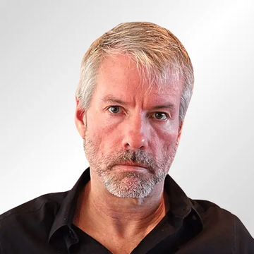 The image shows Michael Saylor, co-founder of Strategy (formerly MicroStrategy), the business intelligence company known for its massive Bitcoin holdings. The post relates to him as Strategy recently sold 1,637 BTC worth approximately $102 million, marking a notable divestment from their cryptocurrency treasury.