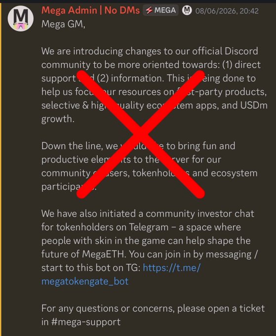 This image shows a social media post with text and an image, which seems to be discussing the topic of Delta Epsilon Targon (DET). The text focuses on a message from the Mega ethernet community stating that the community has ended support for a certain product or idea. There is also an invitation for questions or concerns about this matter. One question posed in the post asks if anyone would like to answer it, but no response is provided yet.