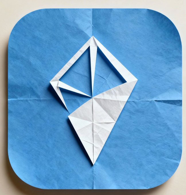 The AINFT logo is creatively designed as white origami paper on a blue folded paper background.