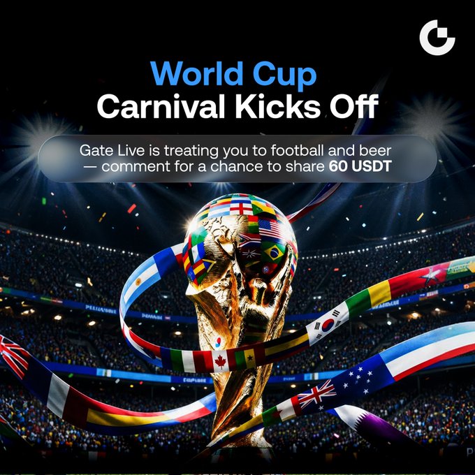 "FIFA World Cup Fever Kicks Off!" The competition appears to be about to begin, and fans can join in by following @GateLive or @GateLivezh with their comments sharing the same post title or "#gate". The post mentions that 6 lucky fans will each win $10 USDT. This could indicate a contest, challenge, or reward for the attendees to engage with the content.