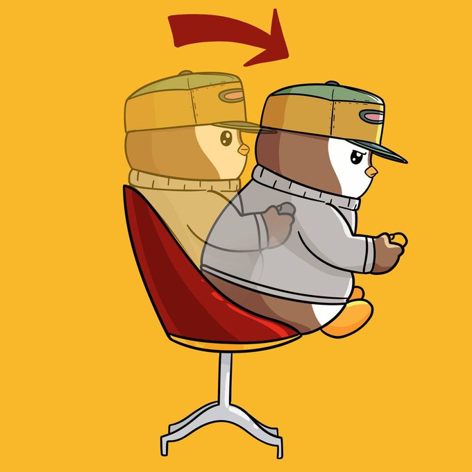 A cartoon character in a backwards cap and hoodie swivels around on a red office chair, with a curved arrow showing the spinning motion. The image captures the chaotic, dizzying feeling of being swept up in FOMO and deciding to finally "lock in" and get to work.
