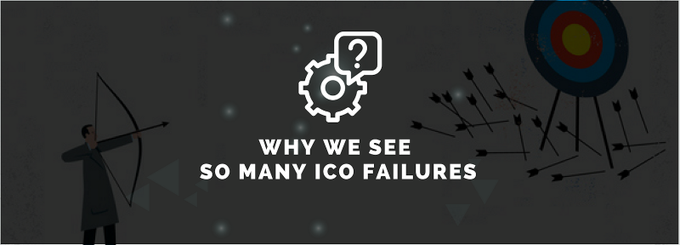 The image features a graphic with the text "WHY WE SEE SO MANY ICO FAILURES," showing a figure with a bow and arrow on the left and a target with many arrows on the right. This contrasts with the accompanying post about Iagon ($IAG), implying that Iagon's transparency and reliability set it apart from the typical ICO failures highlighted in the image.