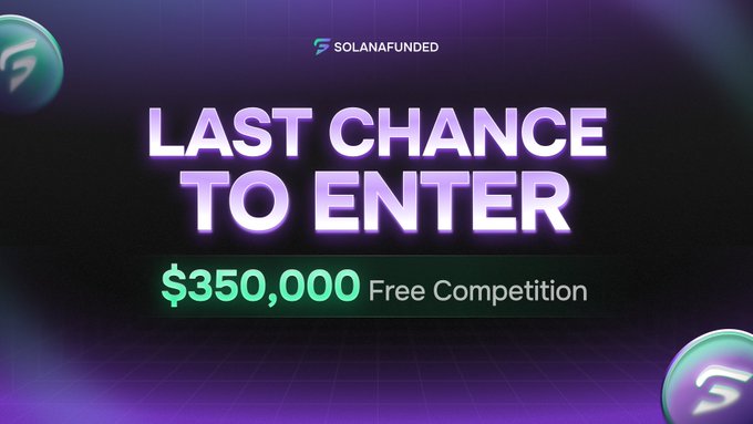 The image features a banner for a competition called "Blitz" with purple and green colors, which appears to be related to a gaming event or challenge. The text on the banner states that there are only 72 hours left before the end of the competition, and anyone who wants to participate can join now at this link: solanafunded.com/blitz/challenge.