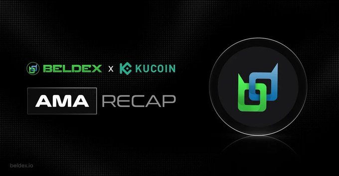 A promotional banner for a 'BELDEX X KUCOIN AMA RECAP' with the URL 'beldex.io' displayed in the corner.