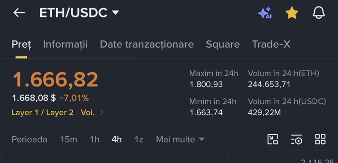An eth cryptocurrency trading app that has transactions happening between users.