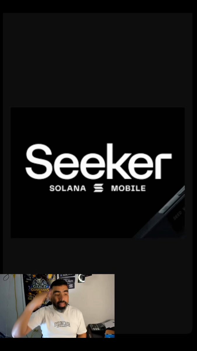 ers face is turned towards the camera, with a black background and white text reading "Seeker" and "SOLANA SMILE MOBBLE".