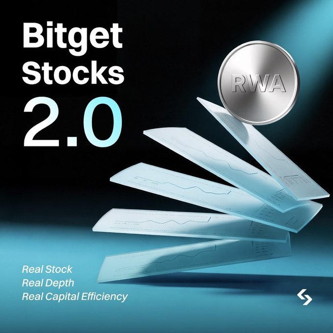 The image features a stack of white paper money, which appears to be a coin or token from Bitget Stocks 2.0. The stacks are arranged in descending order, with one at the top and several others below it. The text "Bitget Stock" is written above the stacks, indicating that this is an example of a token from Bitget Stocks.