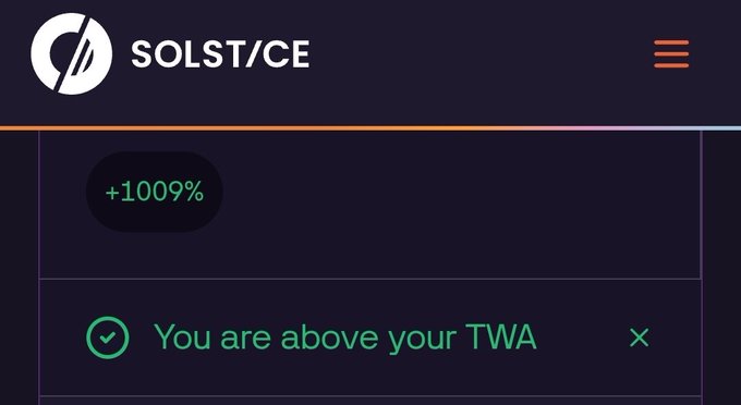 The image shows a screenshot of a website called Solist/ce, which displays a form for users to enter their account information. The form has two fields labeled "Account" and "TWA", along with a button that says "You are above your TWA". The text in the image suggests that the user is currently above their TWA allocation on the website.