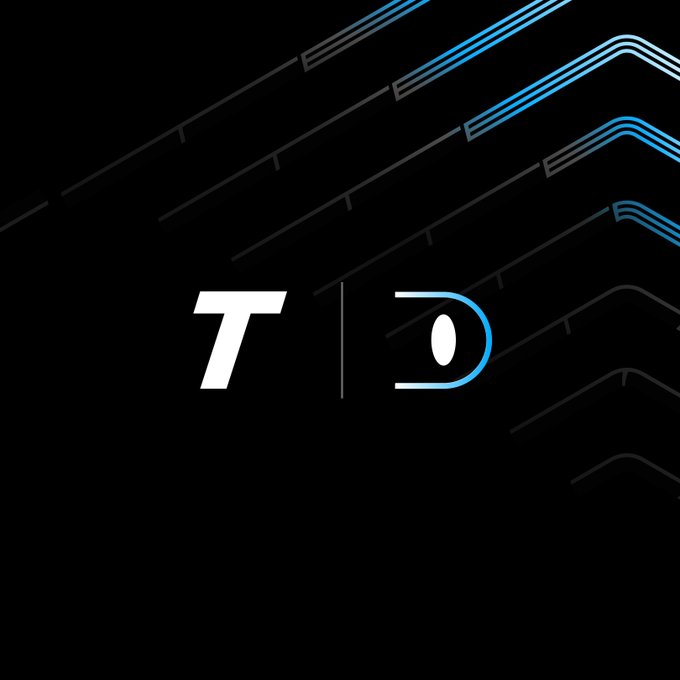 The image features a sleek black background with stylized blue line graphics resembling rail tracks converging in the upper right, alongside the prominent white "T|D" logo (the Tempo logo) at the center. It visually represents the partnership announcement between Tempo and Daya, symbolizing the convergence of their payment rails to streamline cross-border stablecoin payments for African businesses.