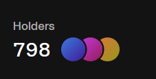 A dark dashboard panel displays "Holders 798" next to three overlapping circular icons in blue, pink, and orange. The count of 798 holders visually supports the post's "Triple it and give it to the next dawg" suggestion, implying the community would need to triple its current holder base.