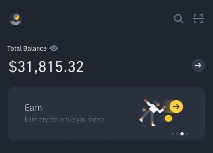 A screenshot of a cryptocurrency portfolio dashboard showing a Total Balance of $31,815.32 with an "Earn" section offering to "Earn crypto while you sleep," which the poster is using as visual proof of earnings to promote their giveaway where participants pick a number from 1-43 to win $3750.