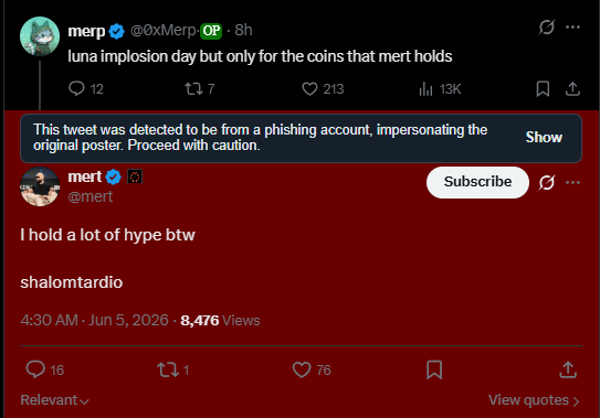 The image shows a Twitter feed with two posts displayed side by side. One of the posts contains a message from a user named @merp, who has been identified as an impostor. The other post is about a hashtag called #imposter confirmed, which was used in a previous tweet. The text on both posts includes mentions of the hashtag and the word "imposter".