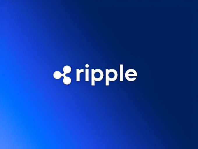 The Ripple logo is displayed in white against a gradient blue background, visually representing the company's announcement of joining the Linux Foundation as a Premier Member to support the development of AI-powered payments.