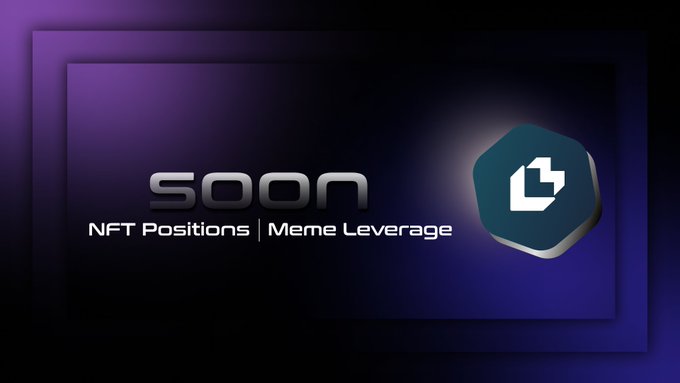 The image features a purple background with white text that reads "NFT Positions. Meme Leverage". The text is positioned at the bottom of the image, while an image of a meme is located towards the top right corner. The overall layout suggests that this content might be related to meme trading or investing in meme-related assets.