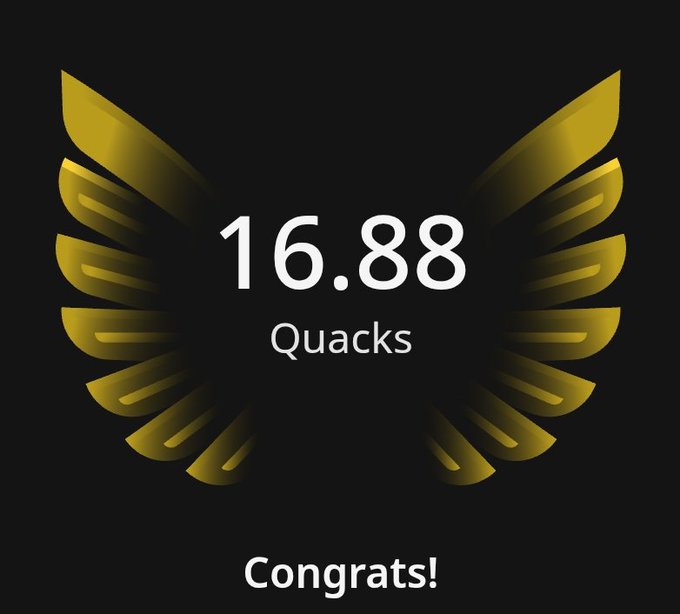 The image features a gold-colored bird's wing with the text "gQuack Interesting how both @wallchain and @quipnetwork are moving beyond surface metrics. One focuses on relevant attention. The other ties value to actual network usage." written below the wing. This message highlights the importance of understanding the true value of social media networks, as they can be used for various purposes such as gaining attention or focusing on relevant content rather than just measuring popularity based on surface-level metrics like likes and followers.