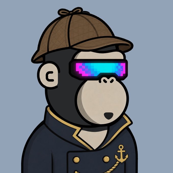 The image features a cartoon monkey wearing glasses and a hat with an anchor on its shoulder. The monkey appears to be dressed as a pirate or a sailor, suggesting that they are part of a game or an event related to maritime adventures. The caption provided in the image reads "There were always new opportunities You missed it, Normies, NPC arrived. You missed it, R3ORDR, APE arrived." This phrase is likely a reference to the popular video game series "Portuguese Pirate," which features characters like Captain Jack Sparrow and his crew sailing around the world in search of treasure. The image seems to be promoting or referencing this game series by using a cartoon character as an example.