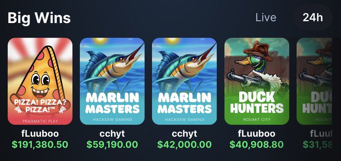 The image shows a list of five different games, including "Pizza Pizza", "Marlin Masters", "Duck Hunters", "Fluloo", and "Ccyth". The game with the highest number of wins is "Marlin Masters" followed by "Pizza Pizza". The post suggests that there's another $3M USDT airdrop scheduled for July, which means people who have already won some money can expect to receive more in the form of free money.