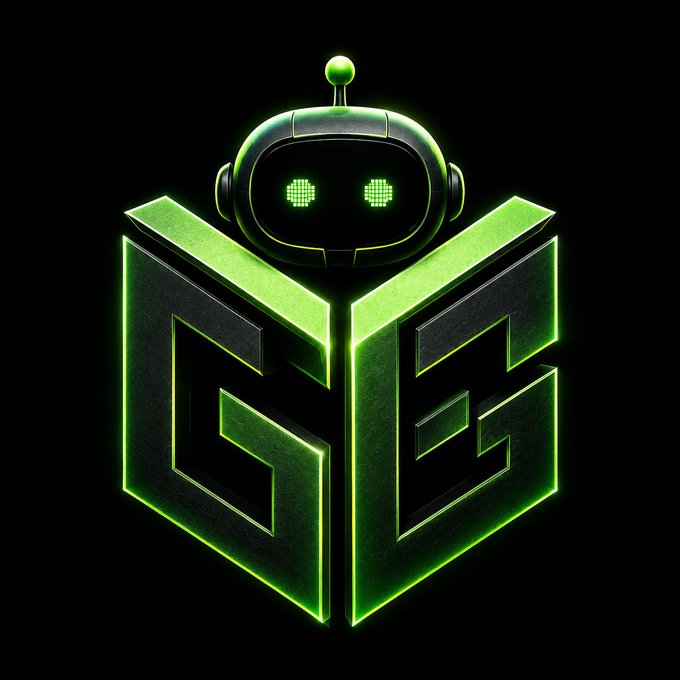 The image features a logo for a company named "GitGeek" that uses a combination of green and black colors, with the word "GG" written in large letters at the center. The logo also includes a robot head positioned above the "G". The background is black, which contrasts with the vibrant colors of the logo. The image has been shared on social media platforms like Instagram, where it has received several likes and comments from users who appreciate its unique design and the company's name.