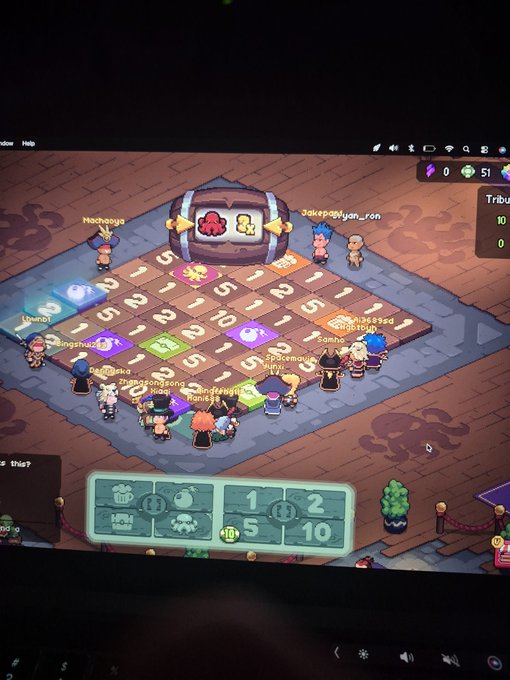 The image shows a computer screen displaying a video game called "The Beacon" with a group of people playing against each other, as well as a social layer for players to interact with one another.