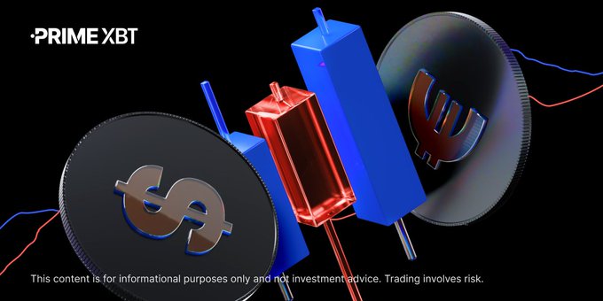 A PrimeXBT promotional image showing 3D rendered dollar and yen coins with candlestick charts, featuring the text 'This content is for informational purposes only and not investment advice. Trading involves risk.'
