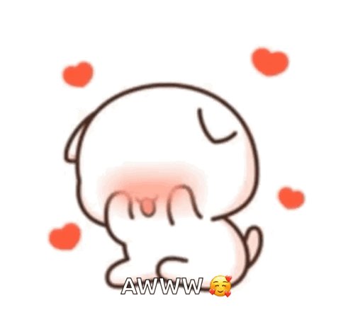 The image features a cute cartoon dog sitting next to a heart surrounded by hearts, with the phrase "Awwww" written above the dog's head. The text also includes an exclamation mark at the bottom of the image.