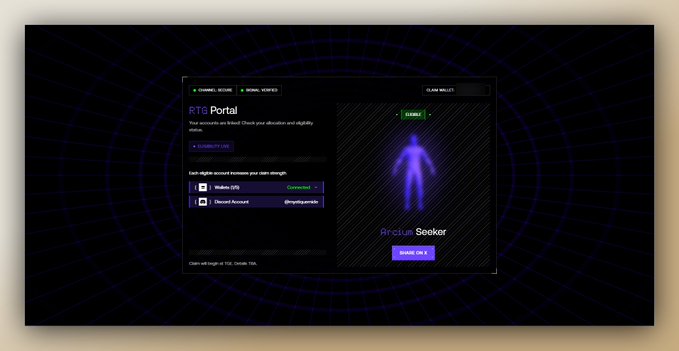 The image shows a computer screen displaying a webpage with a blue background, featuring an image of a person's face. The text on the page reads "$ARX delivered. Didn'T do much. Made a few posts, shown genuine support, and simply showed up. I waseligible and already took profits. First win in months. Makes me wonder what would've happened if I had gone even harder."