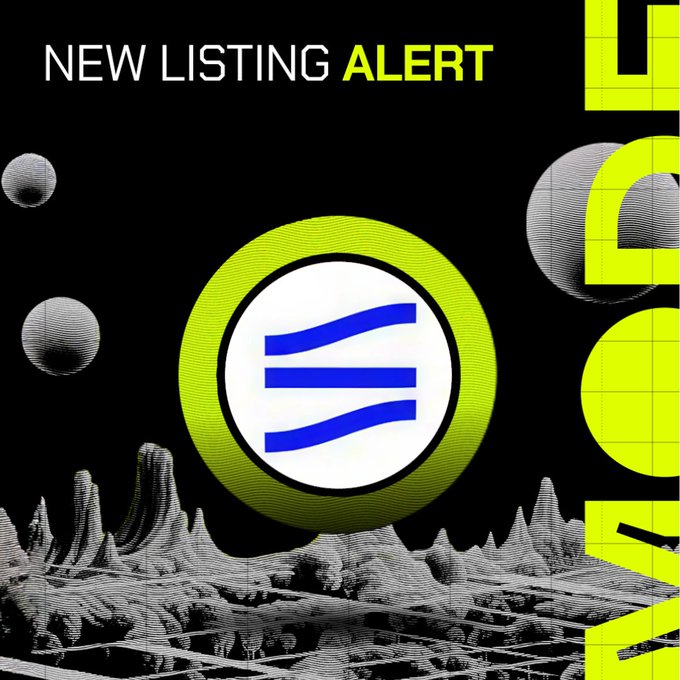 The image features a poster design depicting a black background, with white lines representing waves or sea foam. At the center of this composition is a blue circle with an arrow pointing towards it, symbolizing a trade route or transportation hub. The words "New RWA Trading You Can Now Trade up to 20x Leverage on Mode" are written in bold yellow and green text above the image, indicating that there's something new available for trade within this mode.