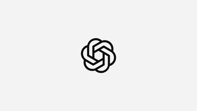 A black outline of the OpenAI logo centered on a white background, accompanying an announcement about joining OpenAI's design team after a tenure at Coinbase.