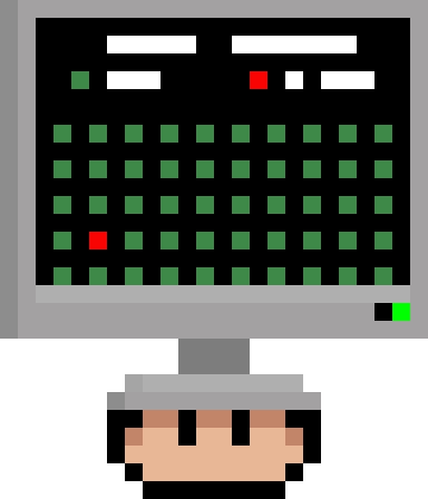 A pixel art character with a monitor displaying a green grid sits below a black square, complementing the user's post about switching their profile picture back to their Bitcoin Shroom, a rare sub-1k Bitcoin ordinal from the first Bitcoin ordinals collection.
