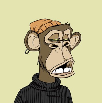 A cartoon illustration of a tired-looking monkey with a cigar in its mouth, wearing a beanie and an earring.