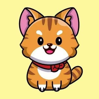 A cute cartoon orange tabby kitten with a red bow tie sits smiling against a yellow background, representing the #BabyKitty meme token referenced in the post. The chibi-style cat illustration visually embodies the mascot of the cryptocurrency project celebrating its $15M BSC milestone and new FLAP launch at contract address 0xbe9efc4ee547f2aae280ea126f636d2e37b97777.