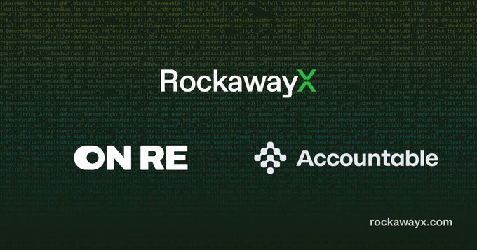 The image features a logo with the words "Rockaway" written in white letters, followed by "X", which is a company name. The background of the image is green and has black text that reads "ON RE Accurate". There are also two other logos present on the image - one for "On Re" and another for "Accurate".