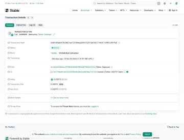 The image shows a Stable transaction record on the Sei network for a "TetherGold Mint & Deploy" transaction by smartcontract.withid.eth, displaying the contract address 0x391eea0b6a492fcb7bb20ee36e72f417109a8267 deployed for 5 USDC. The screenshot supports the post's claim about finding the oldest onchain tokens, specifically showing deployment details for a TetherGold contract that would relate to the early USDT0 and TRILLIONS tokens referenced in the analysis.