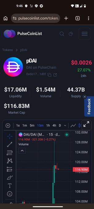 The image shows a cell phone screen displaying a trading app with a cryptocurrency trade happening at $PLS. The app also mentions that PulseCoin's native token was flipped, which caused a price surge. Another coin called pDAI was said to be taking over the blockchain and would soon extract from it, resulting in a massive drop of users' assets. In addition to this information, there is text on the screen indicating that the trade happened instantly after a user posted their PDAI token for sale on PulseCoin's trading platform, also known as pulselist.com.